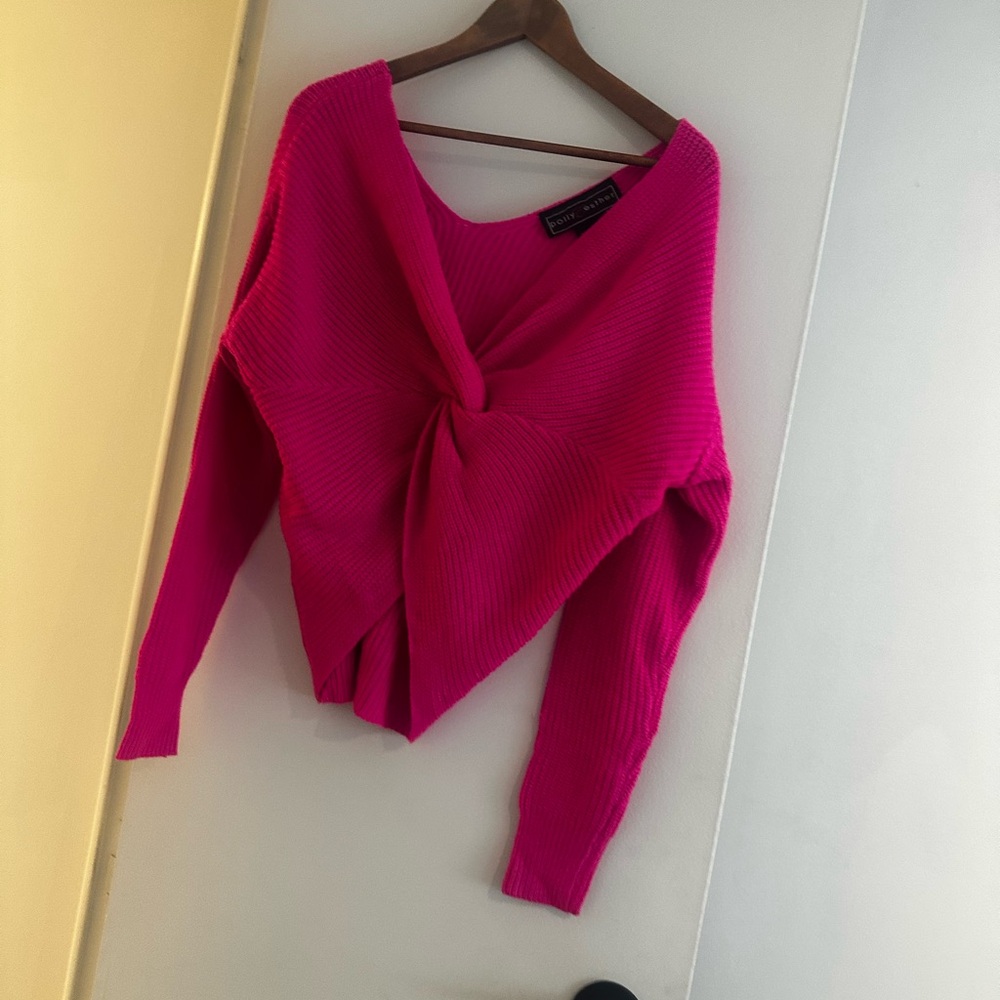 Pink Twist Front Sweater